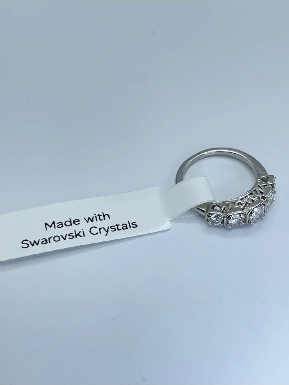 Swarovski Crystal Elements White Crystal Band Ring Minimalist Sz 6